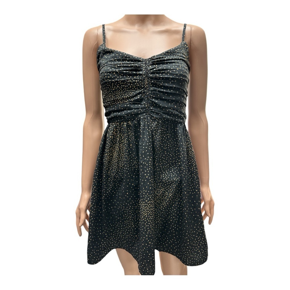 Roxy - EC - Black and Gold Backless Ruched Mini Dress for Cocktail